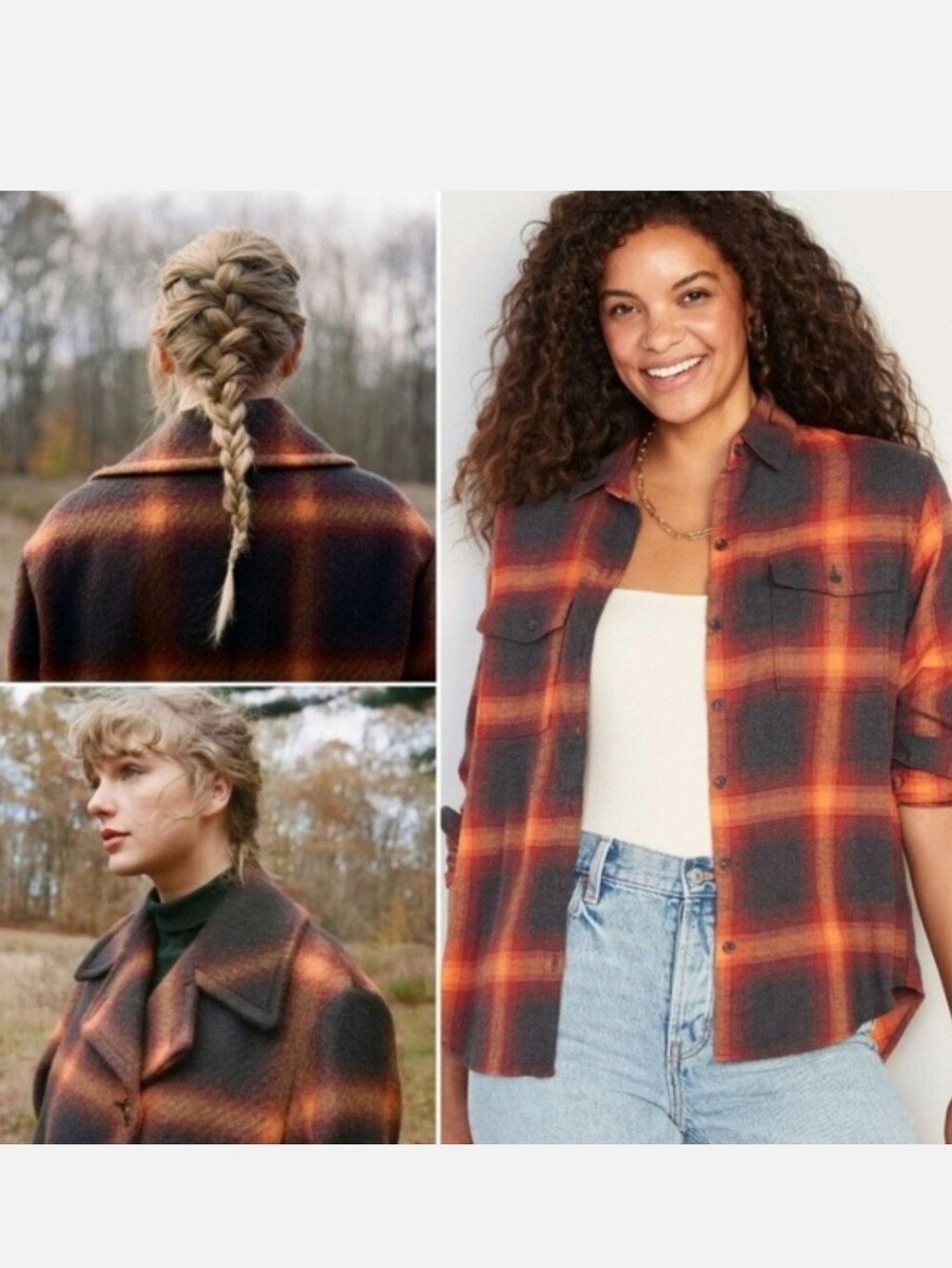 Old Navy Evermore Flannel Shirt Orange Button Down Tunic Cabincore Granola Girl